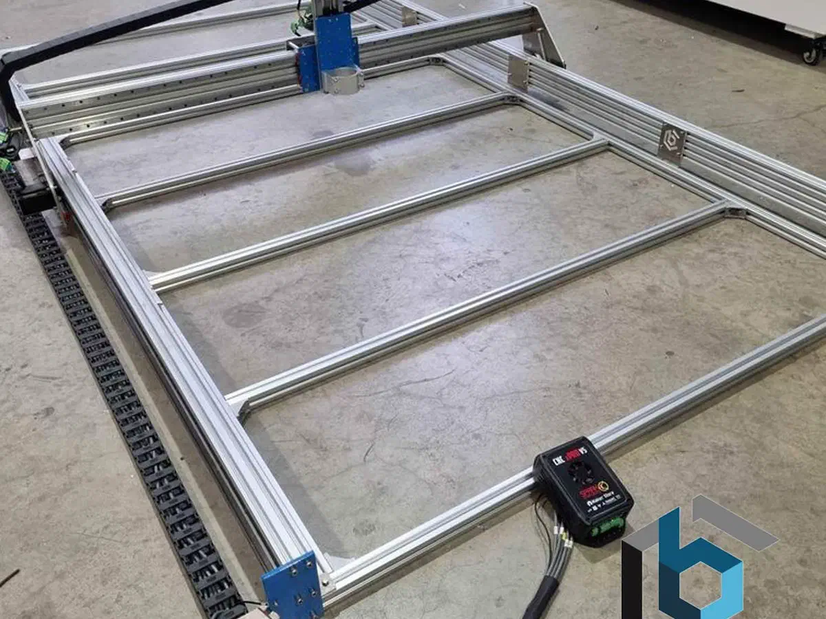 A BlueCarve full-sheet CNC router in a workshop.